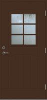 Входная теплая дверь VILJANDI ED62 Gracia 6R со стеклом коричневая